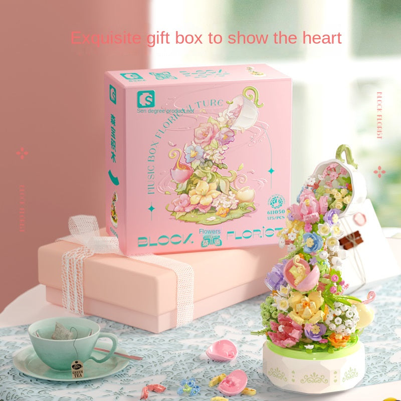 Huayan Tea Language Lighting Music Box Compatible with LEGO Building Blocks, Toys, Christmas Gifts